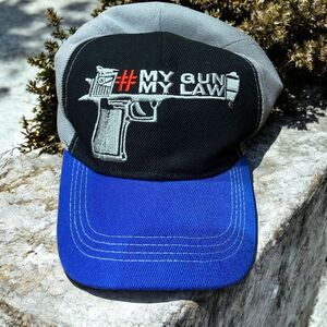 One Shot 9mm My Gun My Law Mesh Trucker Hat Embroidered Cap Men's One Size